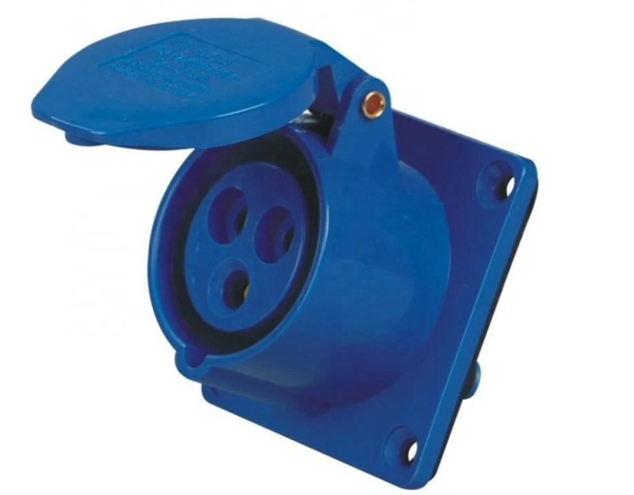 240V 32AMP 3PIN BLUE SITE INDUSTRIAL PLUGS SOCKETS MALE / FEMALE IP44 SLASHPROOF