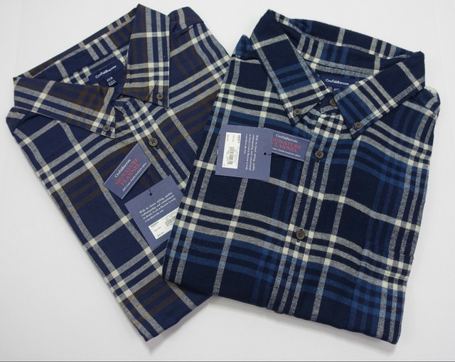 Men Flannel Shirts 2xb Chest Pockets 