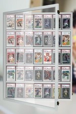 Graded Trading Card Display Case White 35 Sport Baseball Glass Wood Wall Frame