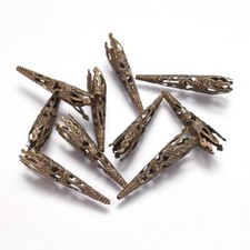 50 Long Cone Bead Caps Antiqued Copper BULK Findings Filigree 41mm Wholesale