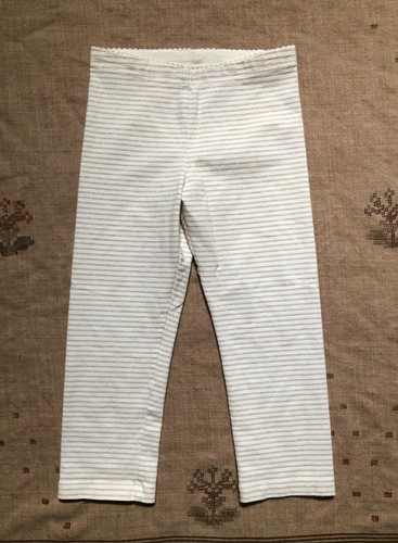 Tea Collection Gold Cream Striped Capri Leggings, Size 8