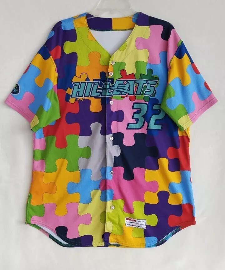 LYNCHBURG HILLCATS 32 MINOR LEAGUE BASEBALL RARE AUTISM AWARENESS