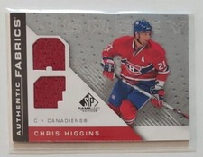 Chris Higgins (Habs) 2007-08 SP Game Used hockey Authentic Fabrics DUAL JERSEY