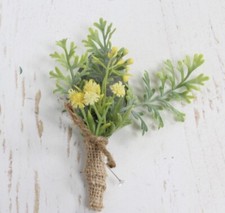 Rustic Natural Artificial Boutonniere Burlap Yellow Wedding Flower Baby Breath