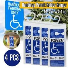 4 Pack Handicap Parking Permit Holder Placard Protector Hanger Sleeve Card Hang