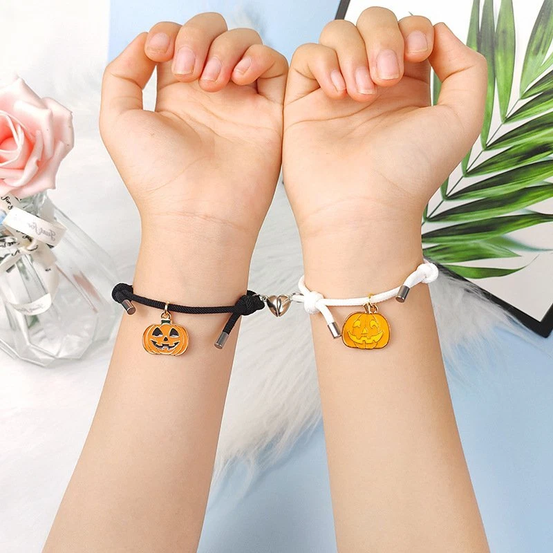 2Pcs Set Couple Magnetic Matching Touch Bracelets Love Halloween