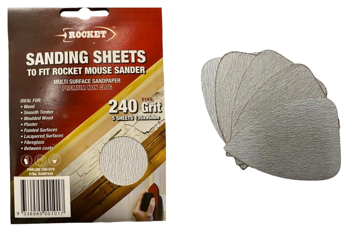 Mouse Sanding Sheets 240 Grit For Rocket Mouse Sander Multi Surface Sandpaper