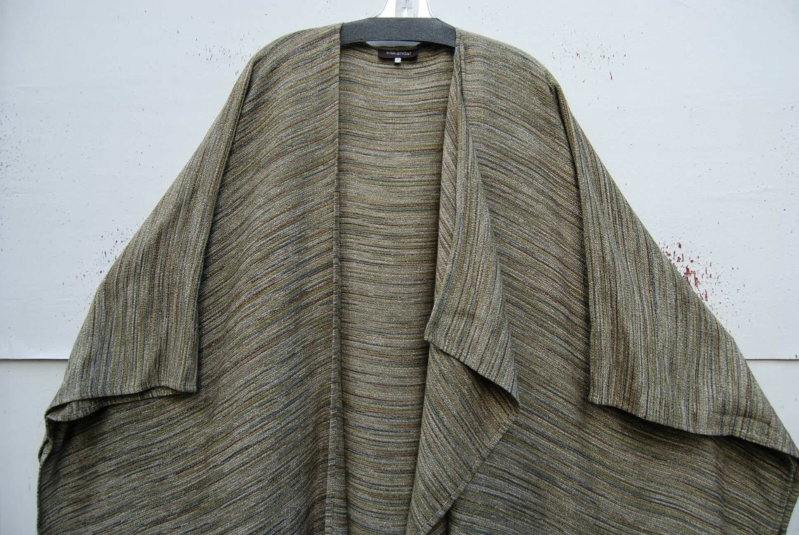 NEW Eskandar Size (1) OLIVE MULTI COLOR STRIPED 48" Long Drape Front Duster image 6