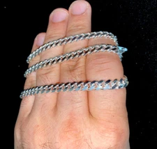 925 sterling silver Italian solid chain Cuban Mens Womens  Necklace 22in