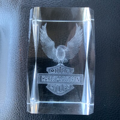 Harley Davidson 3D crystal laser etched eagle motorcycle paperweight Collectible