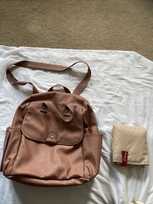 babymel robyn convertible backpack vegan leather pale grey Diaper Bag, Baby Faux Leather Babymel Robyn Convertible