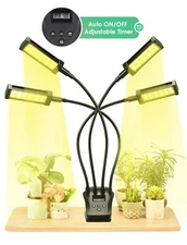 Garden Elements 4-Head Full Spectrum LED Plant Grow Light, Adjustable & Timer