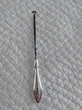 Vintage Sterling Silver Handle 9  Shoe Button HOOK