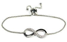 Sterling Silver Cubic Zirconia Infinity Symbol Adjustable Bracelet