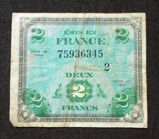 OLD BANKNOTE OF FRANCE 2 FRANCS 1944 ALLIED OCCUPATION MILITARY CURRENCY 7593634