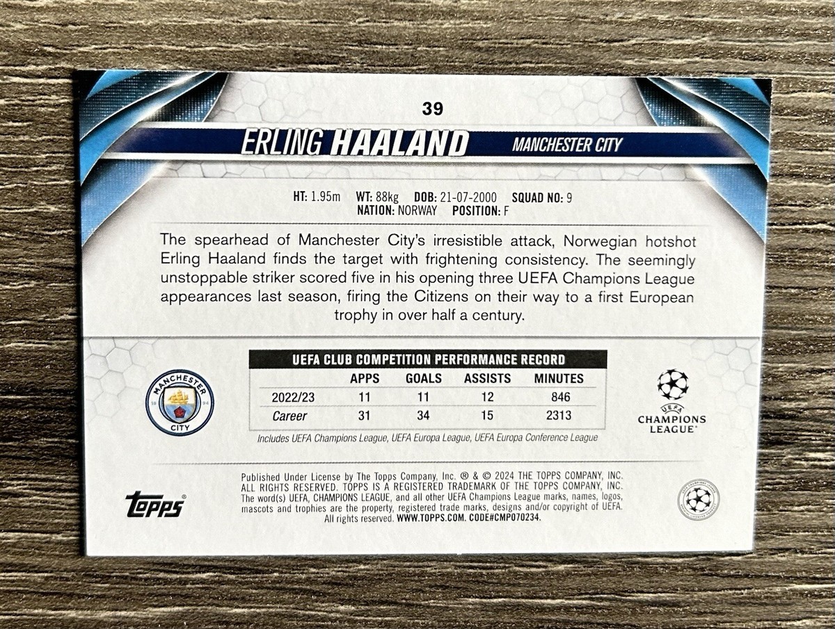 Erling Haaland 2023-24 Topps UEFA Club Competitions #39 Soccer | eBay
