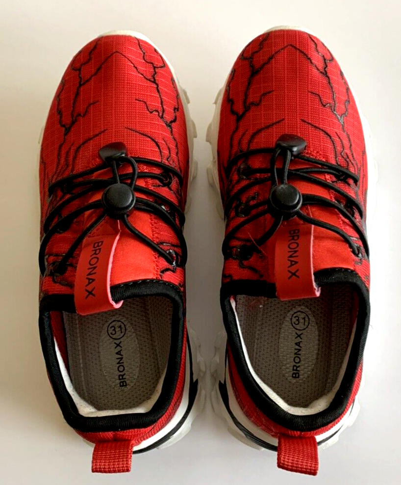 Spider Web Athletic Boys Sneakers US 13 Bright Red & Black Spiderman Inspired