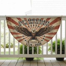 Bald Eagle USA 250th Anniversary Semicircle Flag Patriotic Decor