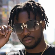 Flooded Cross Iced Out Luxury Sunglasses