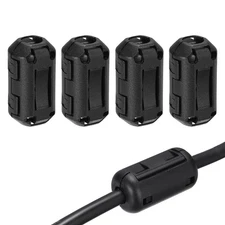 7mm Clip-on Ferrite Ring Core for Cable, Black 4pcs