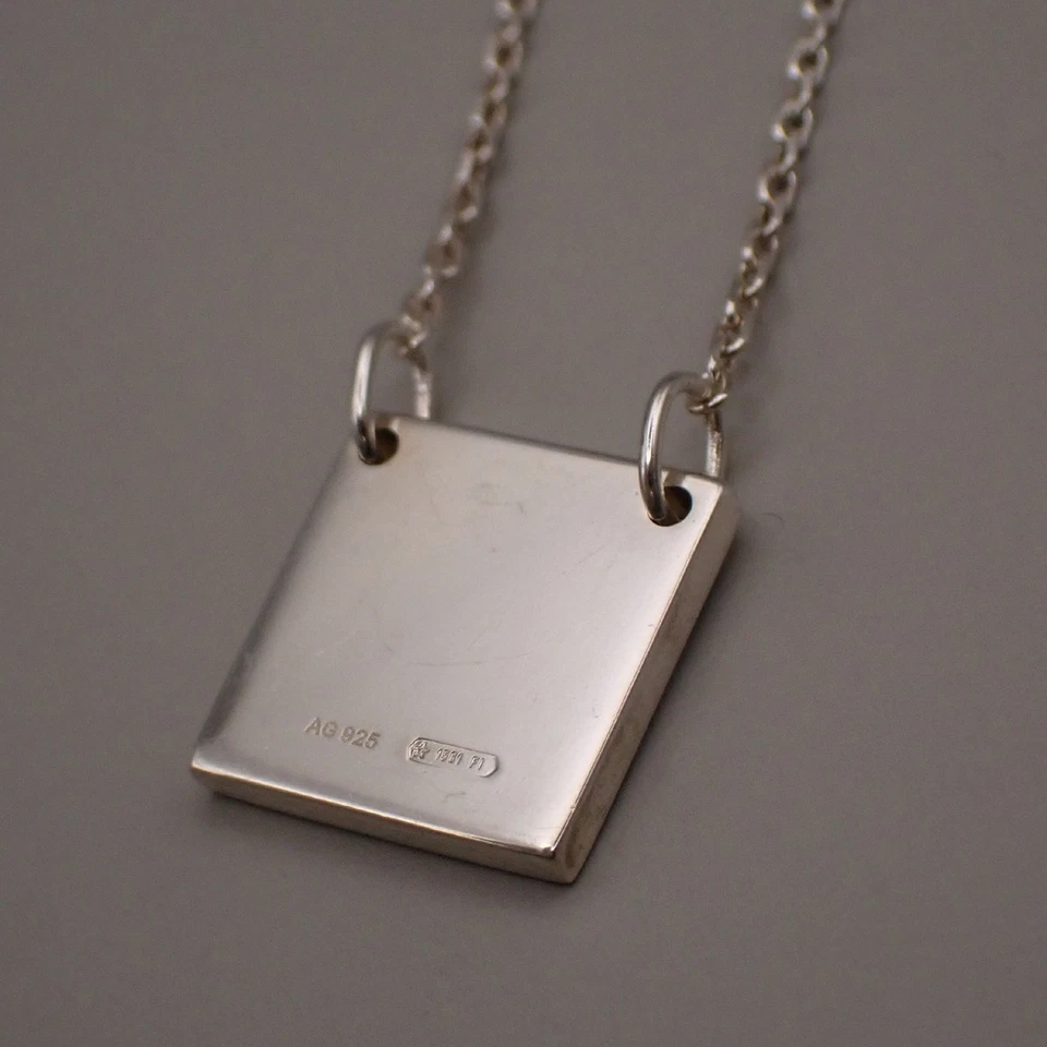 GUCCI Logo Square Plate Chain Bracelet Silver 925 made In Italy 09YH733 - Image 3 of 4