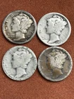 1923,23-S,25,25 (4 PIECE LOT) Mercury Silver Dimes FREE SHIPPING