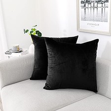 Decorative Throw Pillow Covers Pack of 2, Velvet 18" x 18" Pack of 2 Black