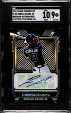 2021 Panini Chronicles Obsidian Ronald Acuna Jr. ETCH GREEN /5 SGC 9 w/10 AUTO