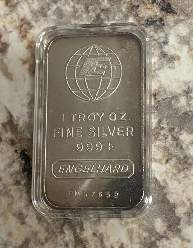 1 Troy OZ .999 Silver Engelhard Vintage Collectible Bar