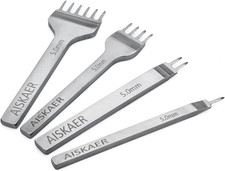 Leather Stitching Punch Set, Diamond Chisel Tools, 5Mm White Steel 1/2/4/6 Prong