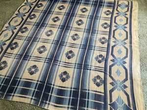 1930-40’s Vintage Beacon Style Native Camp SW Blanket Reversible Floral Plaid 