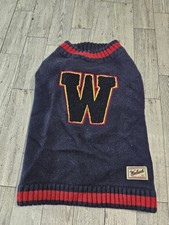 Woolrich Dog Wool Blend Sweater College Letter Navy Blue Size Medium