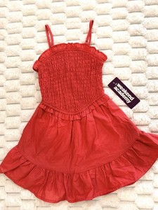Weekend Academy Girls Red Smocked Ruffle Spaghetti Strap Fit & Flare Dress S
