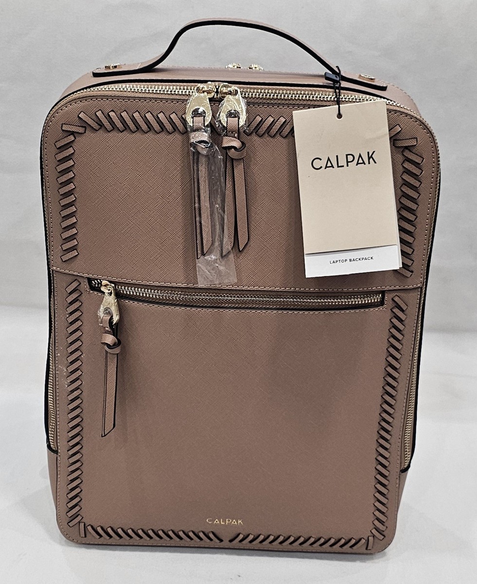New Calpak Kaya 15 inch Laptop Mauve Faux Leather Backpack Free