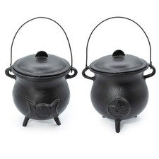 4.5 kg Extra Large Cast Iron Cauldron Triple Moon Pentagram