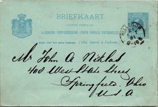 GOLDPATH: Netherlands Postal Card 1891 to USA CV897_P04
