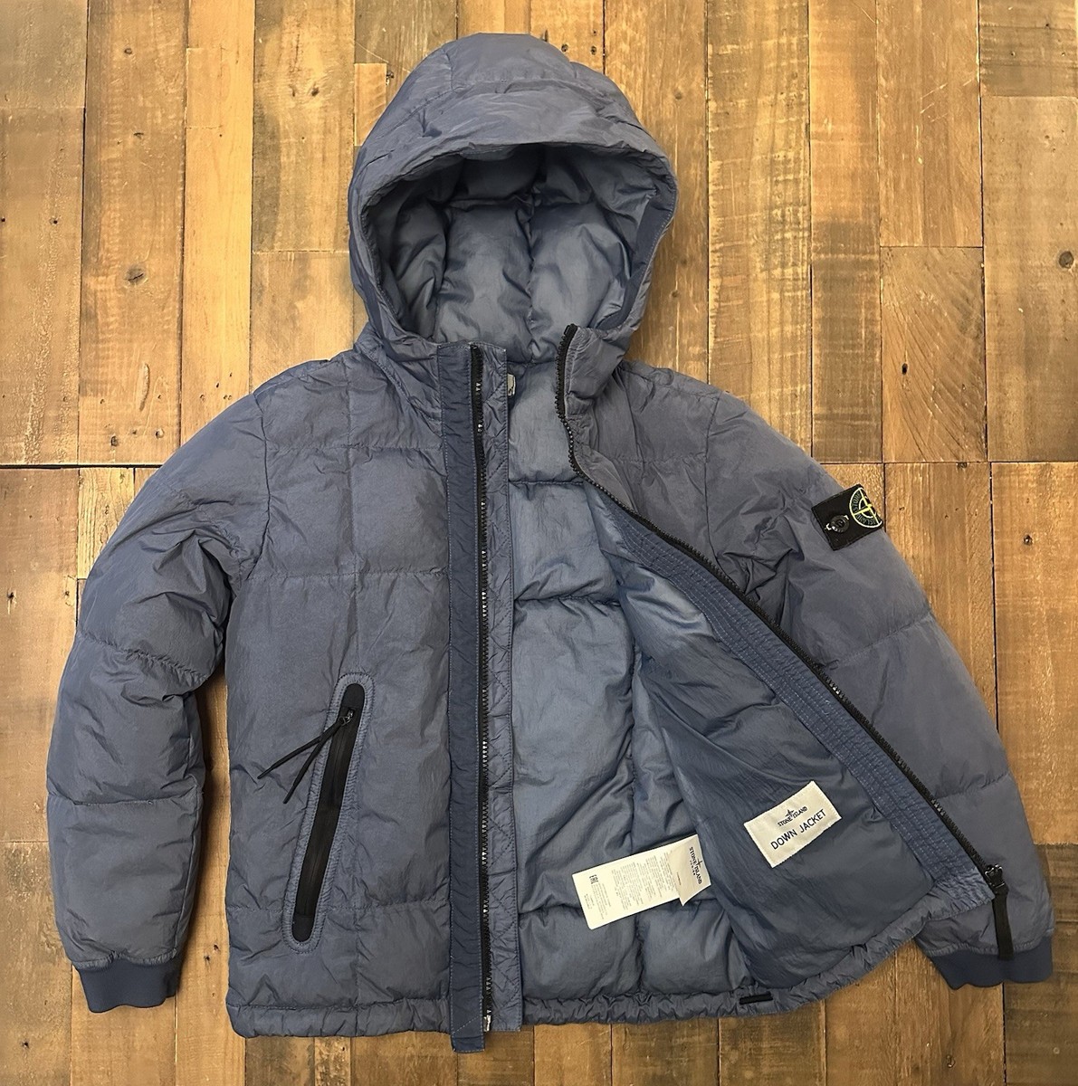 Stone Island Junior Garment Dyed Crinkle Reps Down Coat Mint