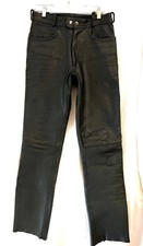 Genuine leather biker pants Size 10-12 Black thick leather Hi-rise