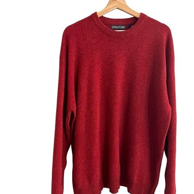Vintage Structure Mens Lambswool Crewneck Sweater Size XL Christmas Grandpa 90s