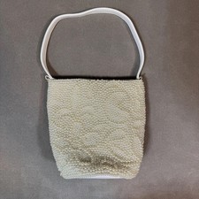 Ivory Beaded Evening Purse Handbag Gold Chain Unbranded Bridal