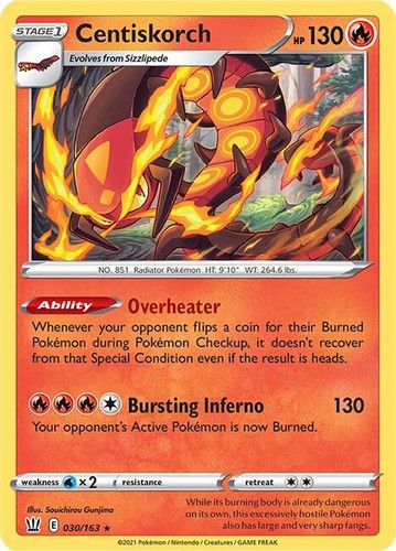 Centiskorch 030/163 SWSH05: Battle Styles Reverse Holofoil Pokémon TCG