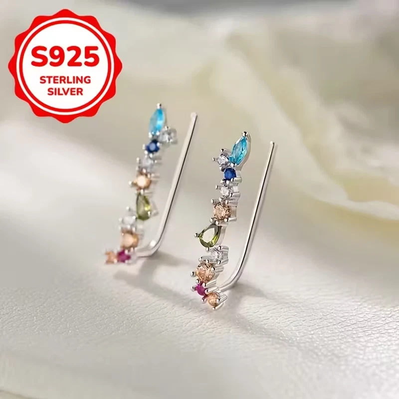 Damen ohrrringe Luxuriöse Unregelmäßige S925 Silber Allergiefreie Ohrstecker - Bild 4 von 4