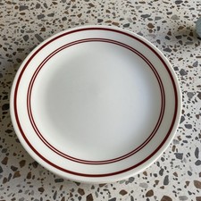 Corelle Vitrelle White Round Large Dinner Plate 10” Red Rim Set 4