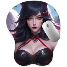 3D Mousepad Oppai Mouse pad with Wrist Rest Pain Relief Anime Manga pad Ahri