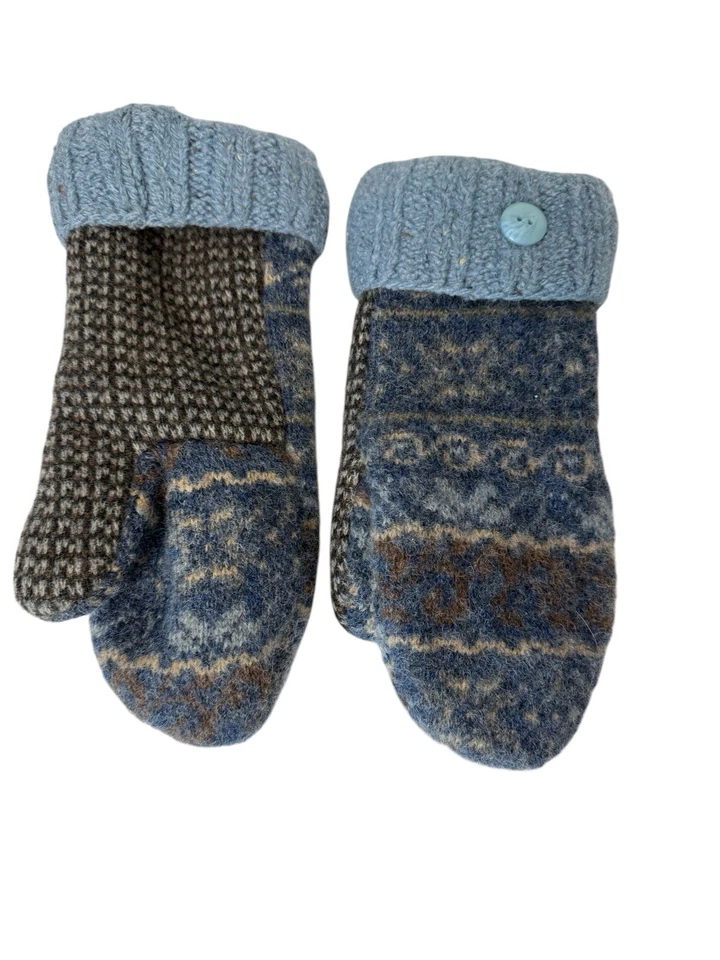 Рукавицы ручной работы переработанные свитера переработанная шерсть или смесь флисовая подкладка OSFM - Изображение 2 из 4