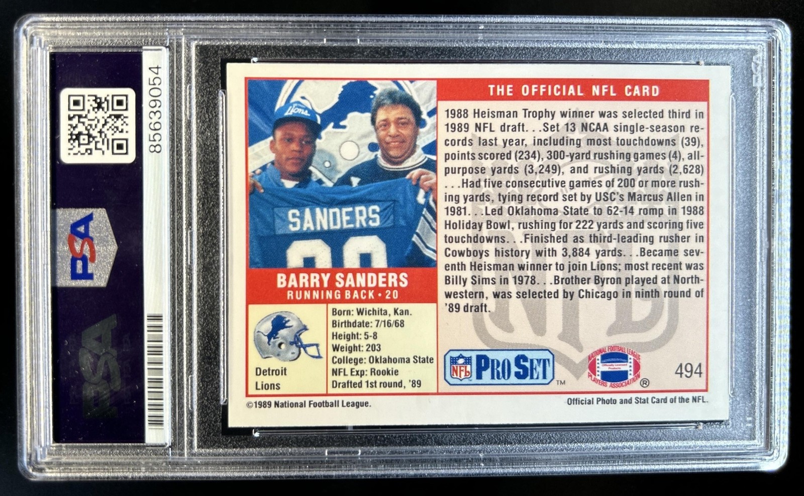 Barry Sanders Trading Card In Person Auto Autograph PSA DNA 10 Auto view 2
