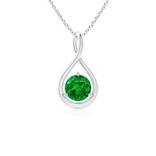 ANGARA 0.45 Ct Natural Emerald Round Shape Pe...