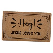 Christian Hey Jesus Loves You Door Mat, Bible Verse Welcome Artificial Coir