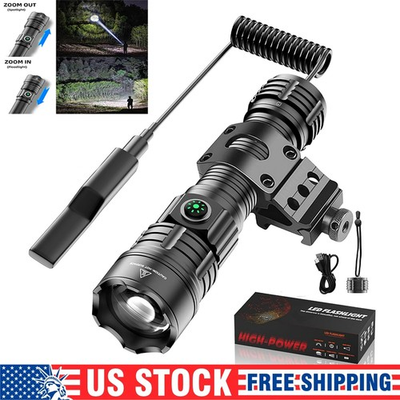 #ad #ad Tactical Flashlight W Pressure Switch Zoomable Picatinny Mount Rifle Rail Light $19.99