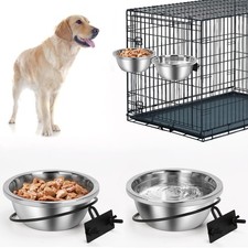 Crate Bowls for Large Dogs, Heavy Duty Hanging Dog Bowls for Kennel Cage Crat...